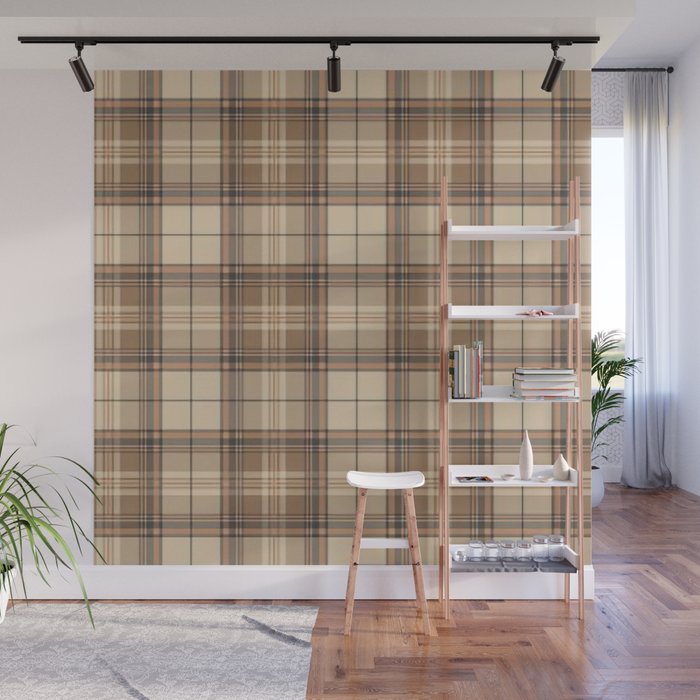 Beige Brown Tartan Plaid Pattern Wall Mural Gallery Image 1