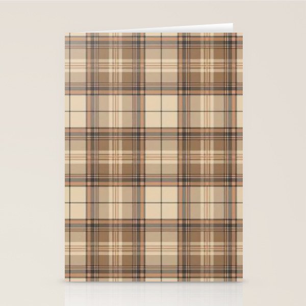 Beige Brown Tartan Plaid Pattern Stationery Card