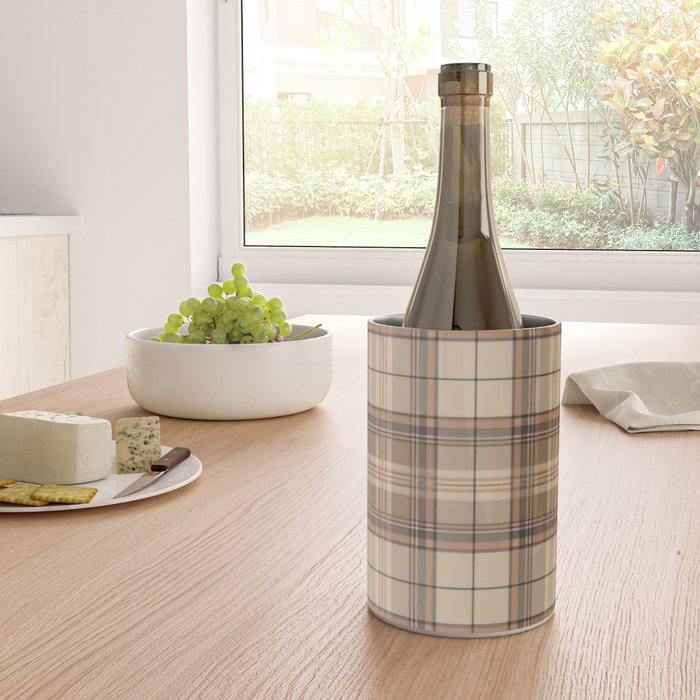 Beige Brown Tartan Plaid Pattern Wine Chiller Gallery Image 4