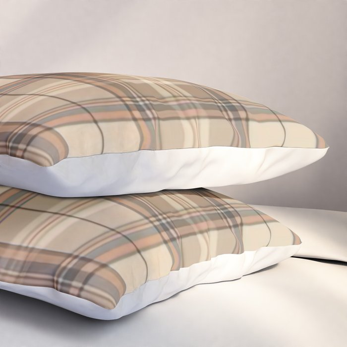 Beige Brown Tartan Plaid Pattern Pillow Sham Gallery Image 3