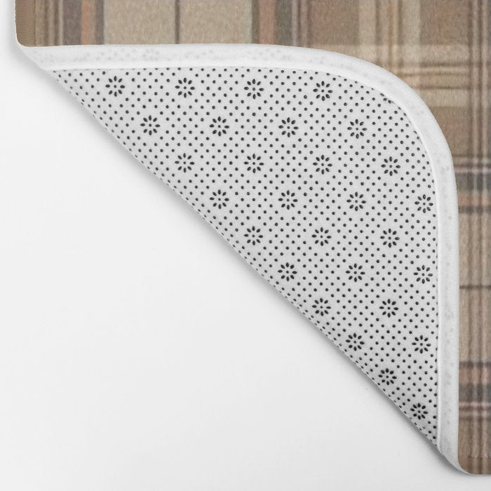 Beige Brown Tartan Plaid Pattern Bath Mat Gallery Image 2