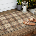 Beige Brown Tartan Plaid Pattern Outdoor Rug Gallery Image 2