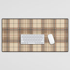 Beige Brown Tartan Plaid Pattern Desk Mat Gallery Image 1