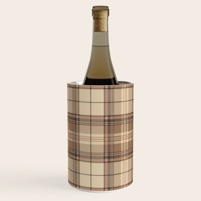 Beige Brown Tartan Plaid Pattern Wine Chiller Gallery Image 2