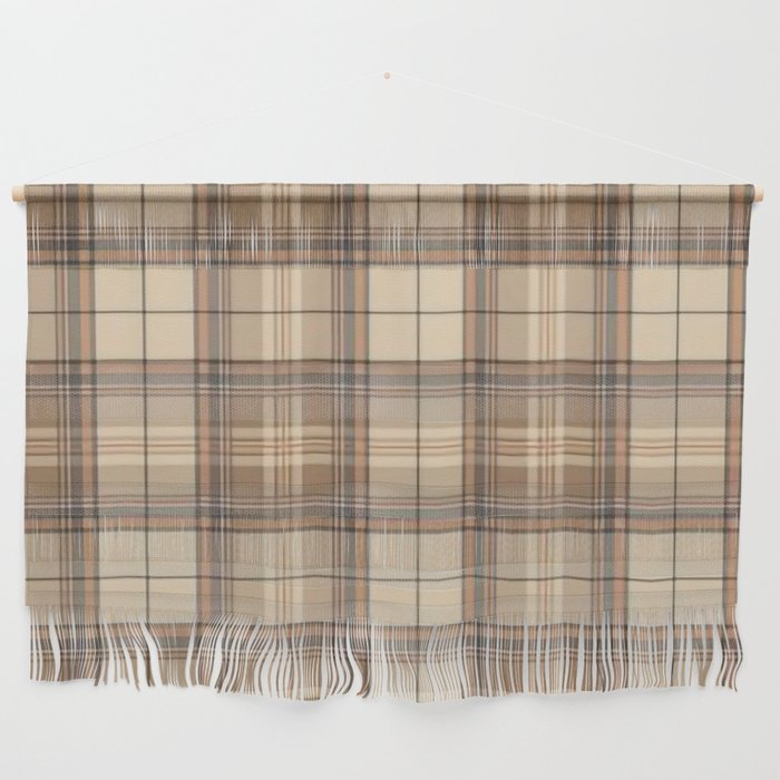 Beige Brown Tartan Plaid Pattern Wall Hanging Gallery Image 1