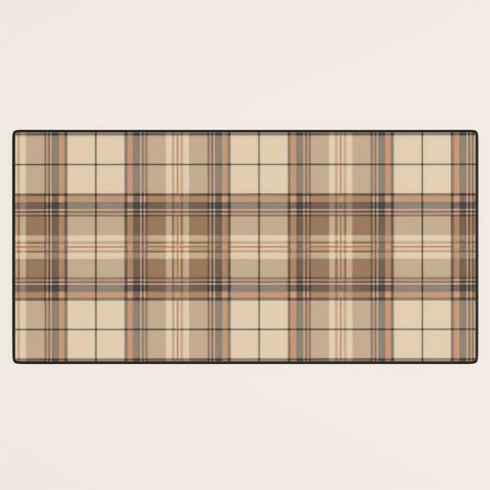 Beige Brown Tartan Plaid Pattern Desk Mat Gallery Image 3