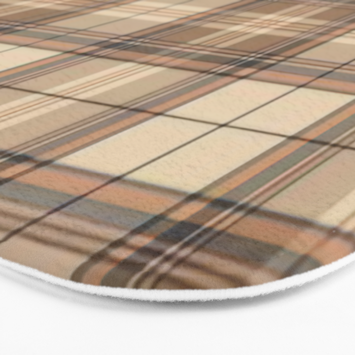 Beige Brown Tartan Plaid Pattern Bath Mat Gallery Image 3
