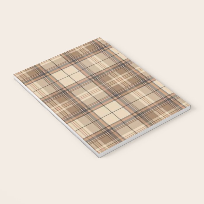 Beige Brown Tartan Plaid Pattern Notebook Gallery Image 3