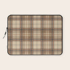 Beige Brown Tartan Plaid Pattern Laptop Sleeve Gallery Image 1
