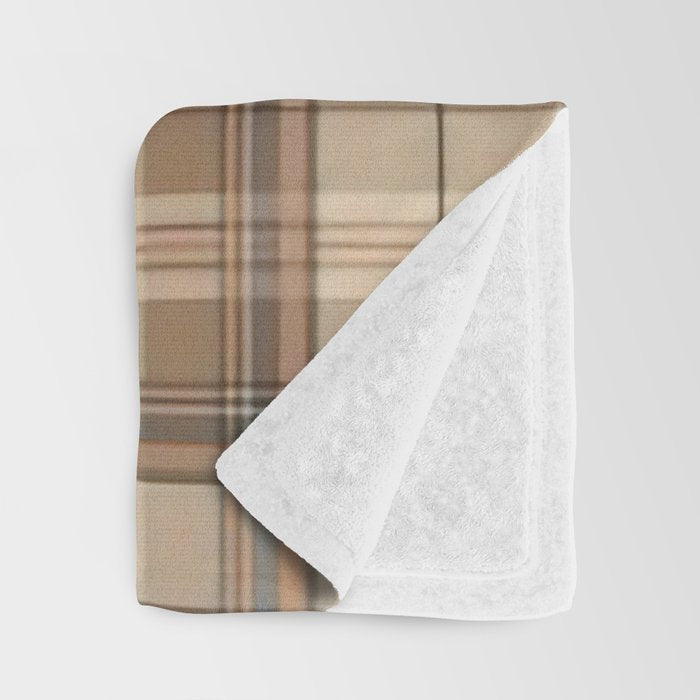 Beige Brown Tartan Plaid Pattern Throw Blanket Gallery Image 3