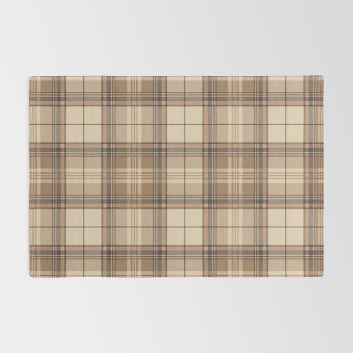 Beige Brown Tartan Plaid Pattern Rug Gallery Image 2