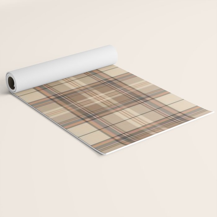 Beige Brown Tartan Plaid Pattern Yoga Mat Gallery Image 2