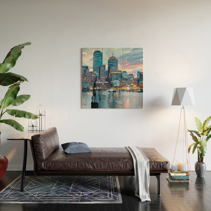 Boston Skyline Wood Wall Art Gallery Image 2