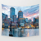 Boston Skyline Wall Tapestry Gallery Image 4