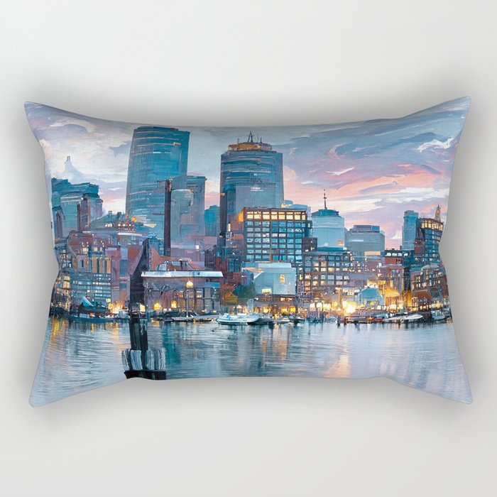 Boston Skyline Rectangular Pillow Gallery Image 2