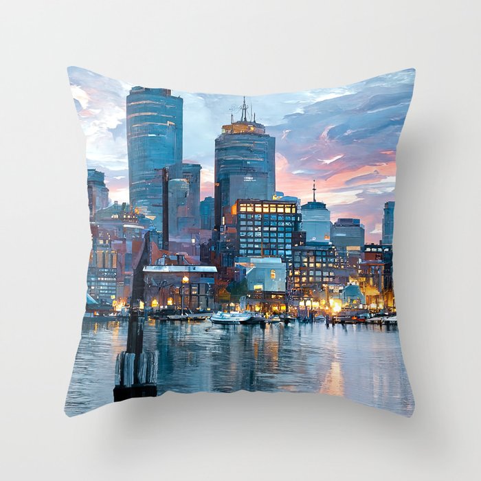 Boston Skyline Throw Pillow Gallery Image 6