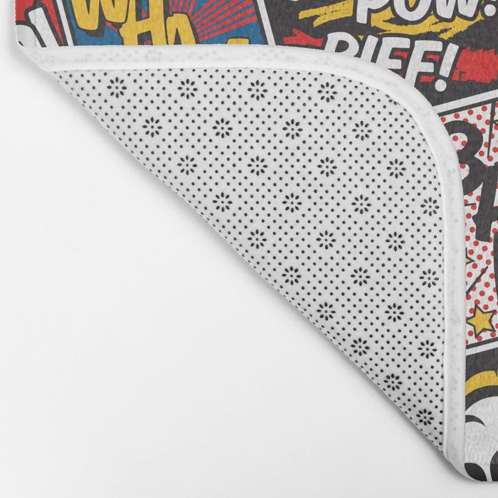 Modern Comic Book Superhero Pattern Color Colour Cartoon Lichtenstein Pop Art Bath Mat Gallery Image 2