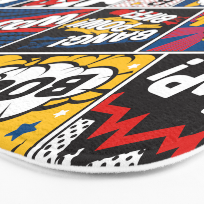 Modern Comic Book Superhero Pattern Color Colour Cartoon Lichtenstein Pop Art Bath Mat Gallery Image 3