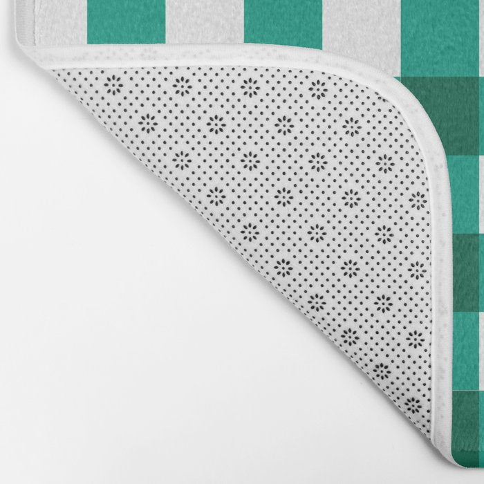 Classic Green Gingham Checkered Pattern Bath Mat Gallery Image 2