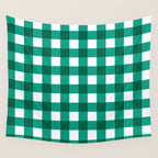 Classic Green Gingham Checkered Pattern Wall Tapestry Gallery Image 4