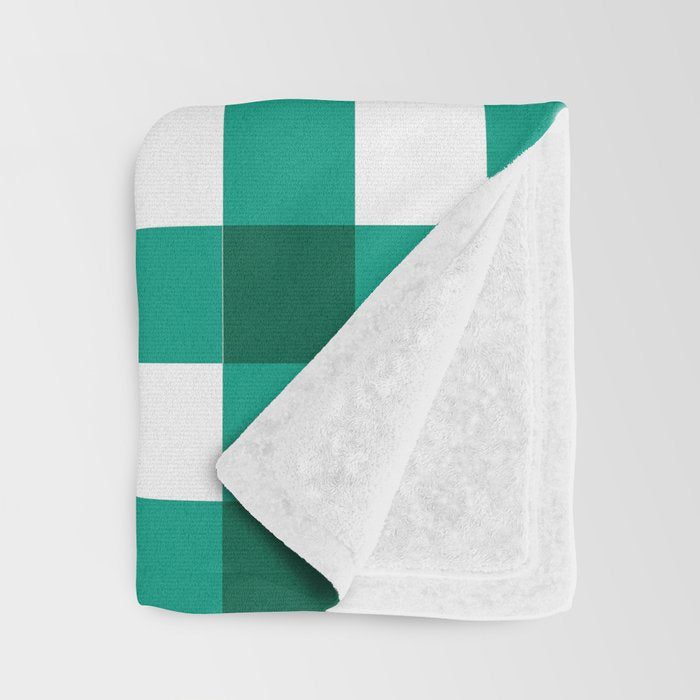 Classic Green Gingham Checkered Pattern Throw Blanket Gallery Image 3