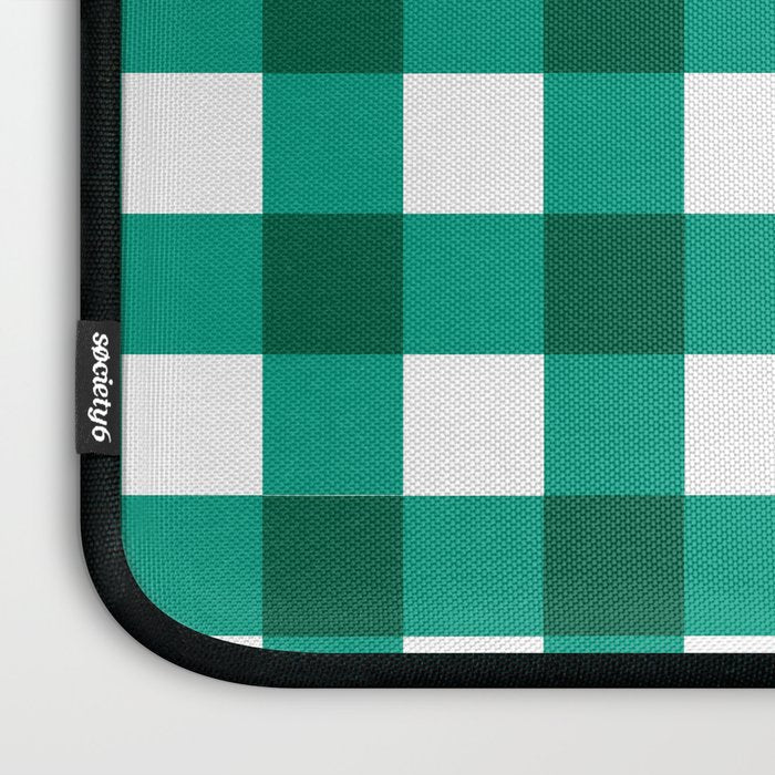 Classic Green Gingham Checkered Pattern Laptop Sleeve Gallery Image 3