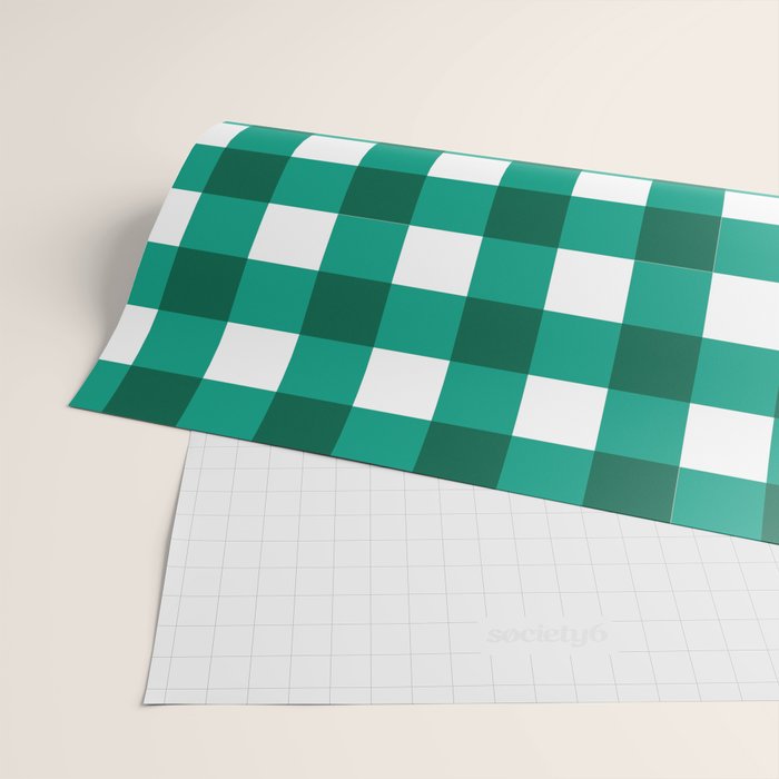 Classic Green Gingham Checkered Pattern Wrapping Paper Gallery Image 2