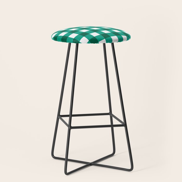 Classic Green Gingham Checkered Pattern Stool Gallery Image 1