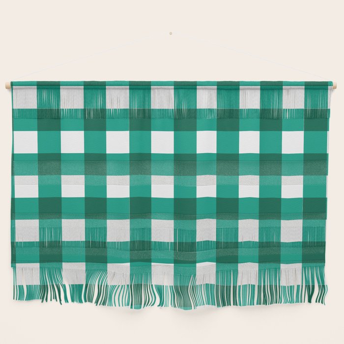 Classic Green Gingham Checkered Pattern Wall Hanging Gallery Image 1