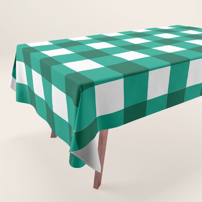 Classic Green Gingham Checkered Pattern Tablecloth Gallery Image 1