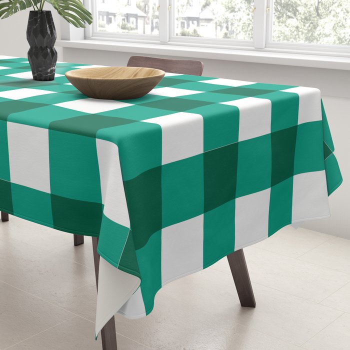 Classic Green Gingham Checkered Pattern Tablecloth Gallery Image 3
