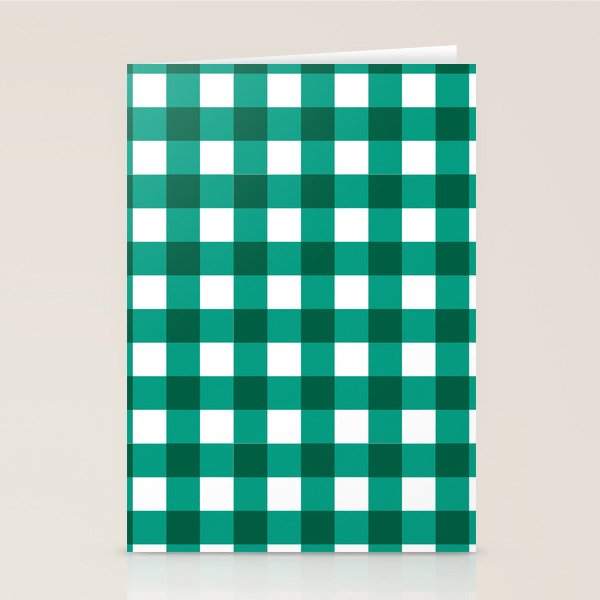 Classic Green Gingham Checkered Pattern Stationery Card Gallery Image 2
