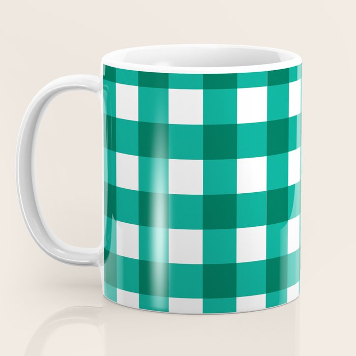 Classic Green Gingham Checkered Pattern Coffee Mug Gallery Image 3