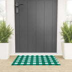 Classic Green Gingham Checkered Pattern Welcome Mat Gallery Image 3