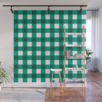 Classic Green Gingham Checkered Pattern Wall Mural Gallery Image 1