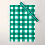 Classic Green Gingham Checkered Pattern Wrapping Paper Gallery Image 1
