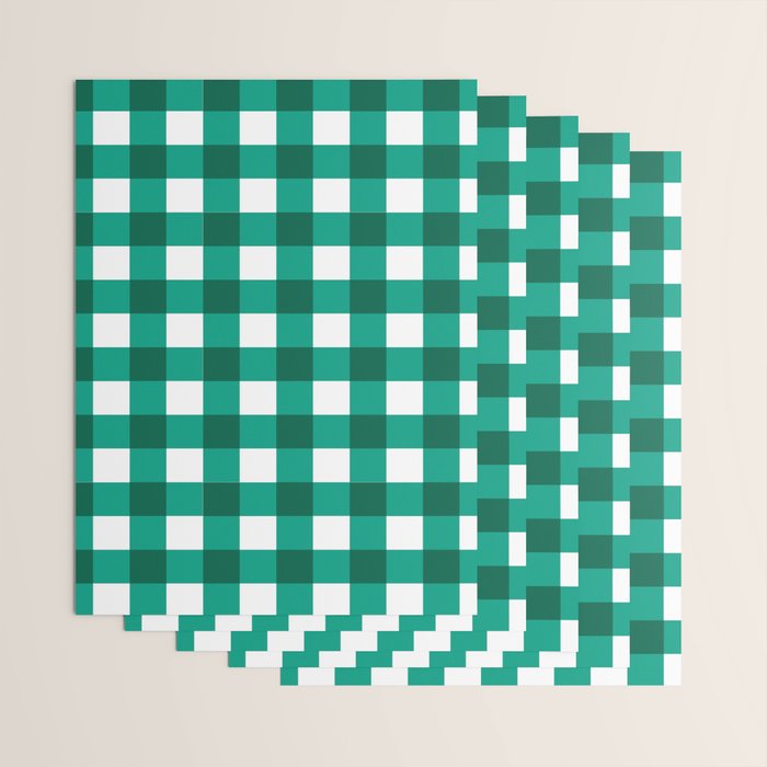Classic Green Gingham Checkered Pattern Wrapping Paper Gallery Image 3