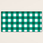 Classic Green Gingham Checkered Pattern Desk Mat Gallery Image 3