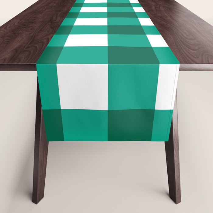 Classic Green Gingham Checkered Pattern Table Runner Gallery Image 1