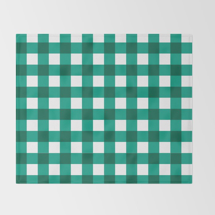Classic Green Gingham Checkered Pattern Throw Blanket Gallery Image 2