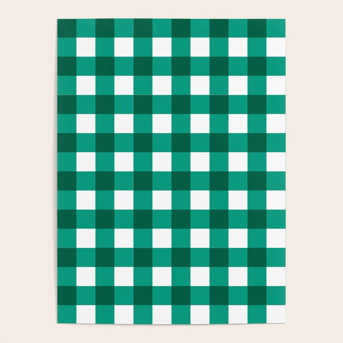 Classic Green Gingham Checkered Pattern Poster Gallery Image 1