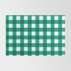 Classic Green Gingham Checkered Pattern Rug Gallery Image 2