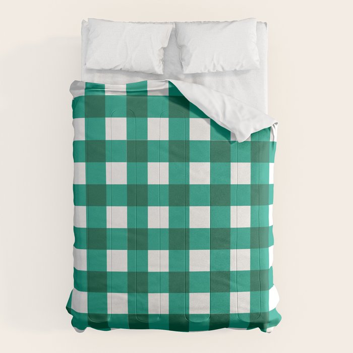 Classic Green Gingham Checkered Pattern Comforter Gallery Image 1