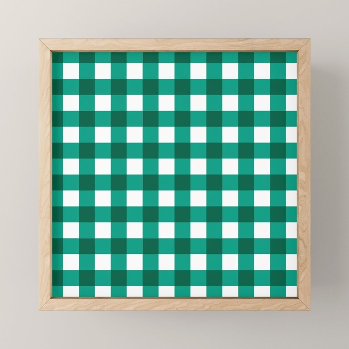 Classic Green Gingham Checkered Pattern Mini Art Print Gallery Image 1
