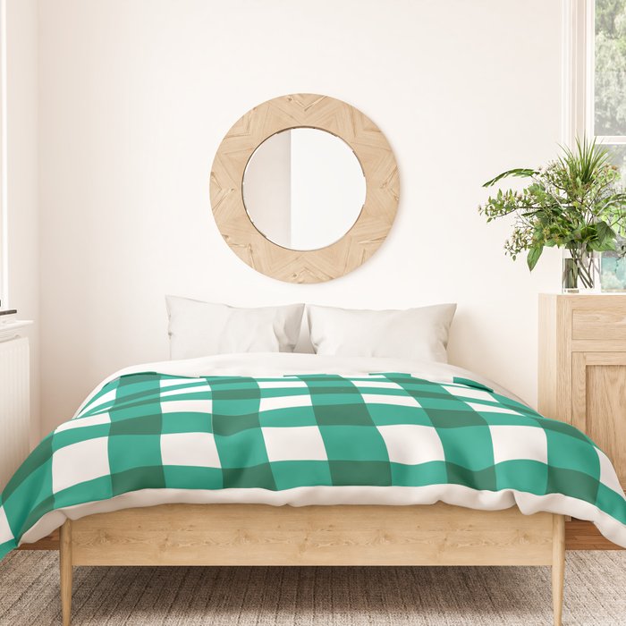 Classic Green Gingham Checkered Pattern Duvet Cover Gallery Image 3