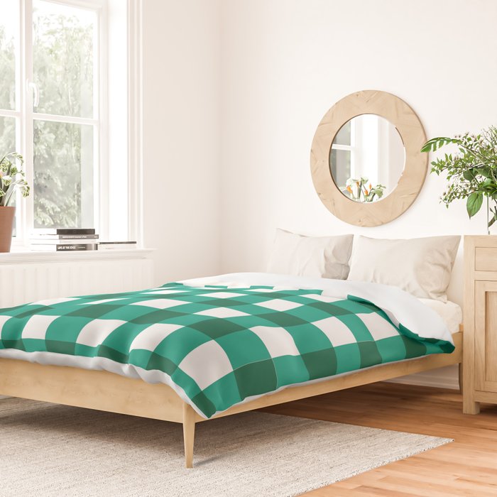 Classic Green Gingham Checkered Pattern Duvet Cover Gallery Image 2