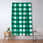 Classic Green Gingham Checkered Pattern Window Curtain Gallery Image 5