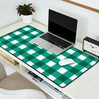 Classic Green Gingham Checkered Pattern Desk Mat Gallery Image 2