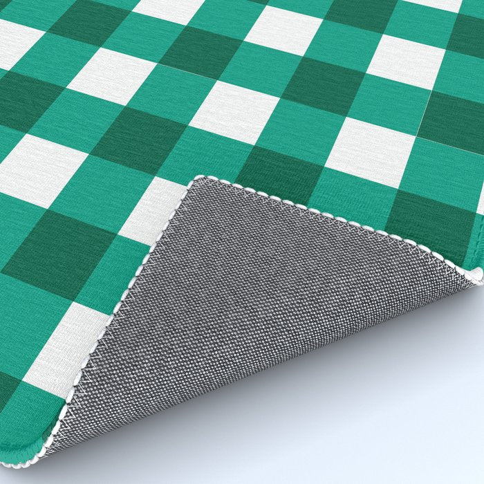 Classic Green Gingham Checkered Pattern Rug Gallery Image 4