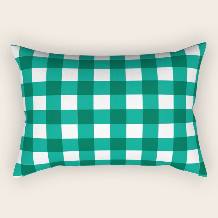 Classic Green Gingham Checkered Pattern Rectangular Pillow Gallery Image 2